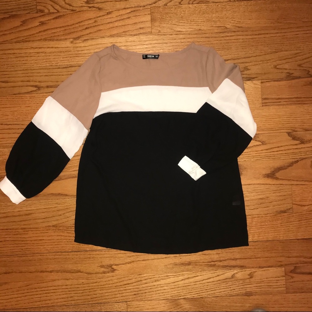 Black White and Tan Shirt/Blouse